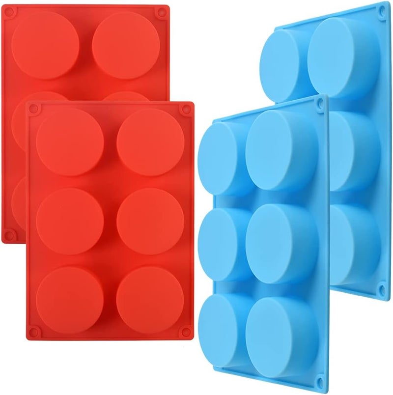 homEdge Silicone Cylinder Candy Mold Round Chocolate Cover Mold for Making Muffin Cookies Cupcake Sandwich Pudding Brownie CakeBlue and Red - Image 1