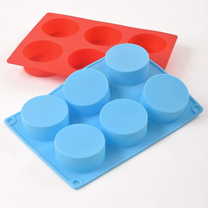 homEdge Silicone Cylinder Candy Mold Round Chocolate Cover Mold for Making Muffin Cookies Cupcake Sandwich Pudding Brownie CakeBlue and Red - Image 5