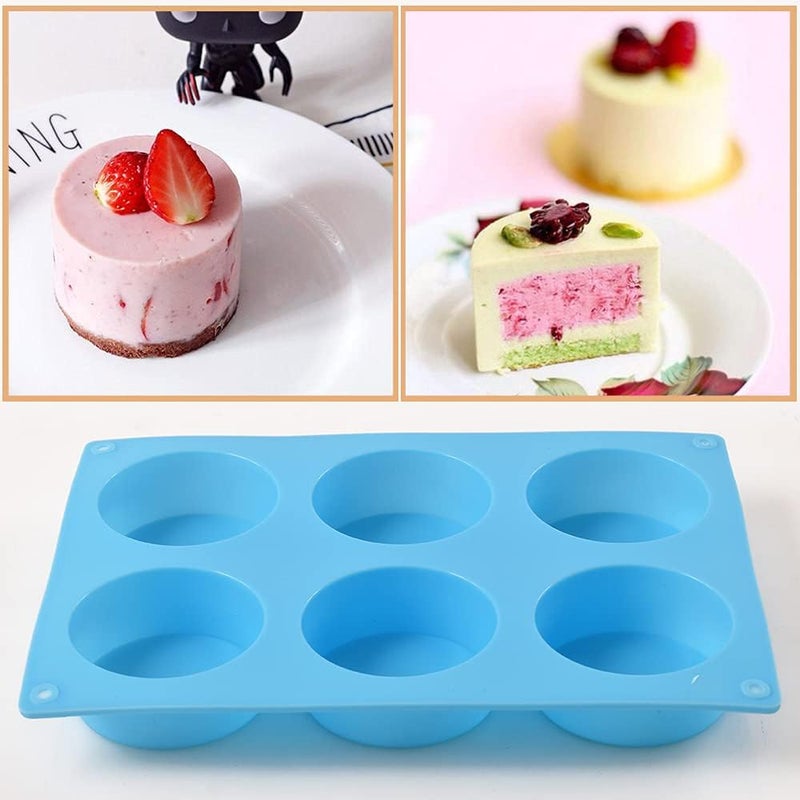homEdge Silicone Cylinder Candy Mold Round Chocolate Cover Mold for Making Muffin Cookies Cupcake Sandwich Pudding Brownie CakeBlue and Red - Image 4