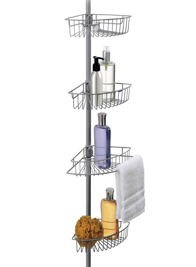 Popular Bath Quick & Easy Shelf Adjustment and Assembly Rust-Proof Vista Pole Corner 4-Tier, Shower Caddy Perfectly with Durable Long Lasting Design, FITS 5 to 9 FT Ceilings, Silver - Image 1