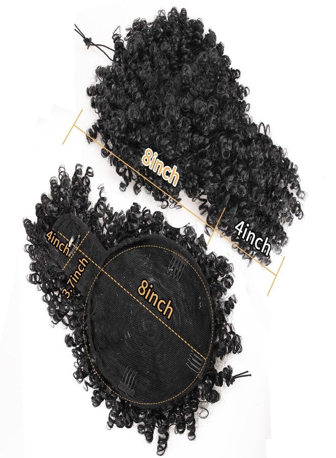SuyiIRL Afro Puff Drawstring Ponytail with Bangs Pineapple Updo Hair for Black Women, Short Kinky Curly Ponytail Bun Natural Hair Ponytail - Image 2