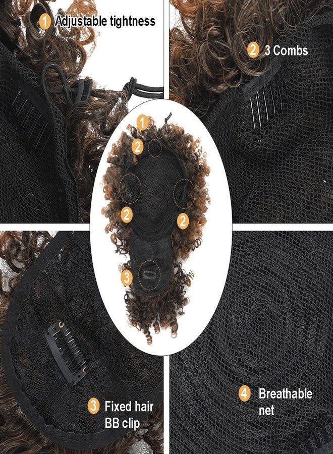SuyiIRL Afro Puff Drawstring Ponytail with Bangs Pineapple Updo Hair for Black Women, Short Kinky Curly Ponytail Bun Natural Hair Ponytail - Image 5