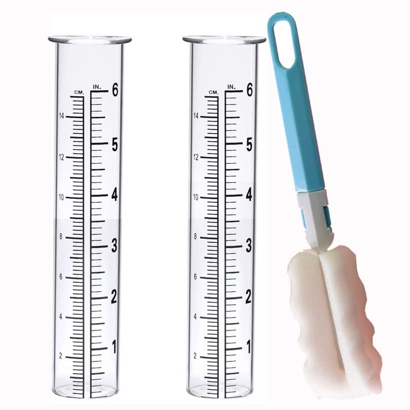 BIUWING 6 inch Rain Gauge Replacement Tube Glass for Yard Garden and Outdoor Home, with Tube Brush, Best Rated,2 Packs - Image 1
