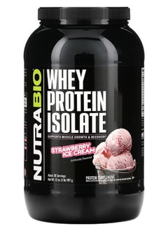 NutraBio Whey Protein Isolate Strawberry Ice Cream 2 lb (907 g) 
