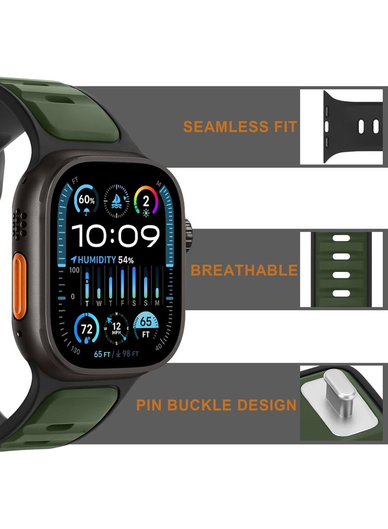 TEMPO Silicone Band Compatible with Apple Watch for Men Women Ultra 3 | 2 | 1, 49mm/45mm/44mm/42mm Soft Sport Loop Waterproof Strap for iWatch Series 11/10/9/8/7/6/5/4/3/2/1 - Image 4