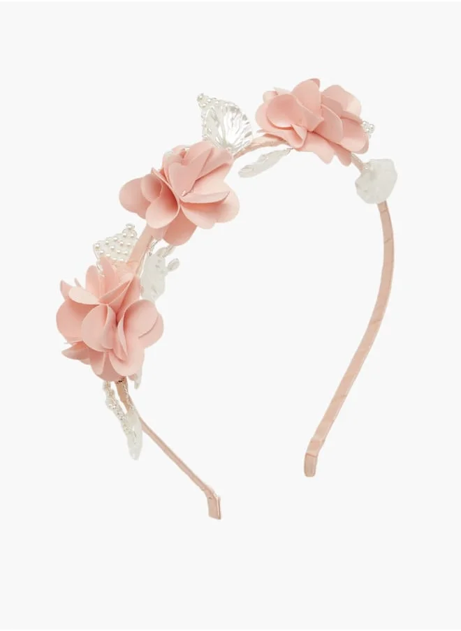 Little Missy Girls Floral Accent Handbag with Headband