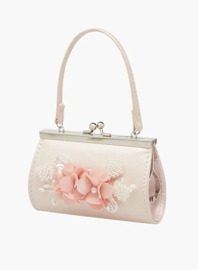 Little Missy Girls Floral Accent Handbag with Headband