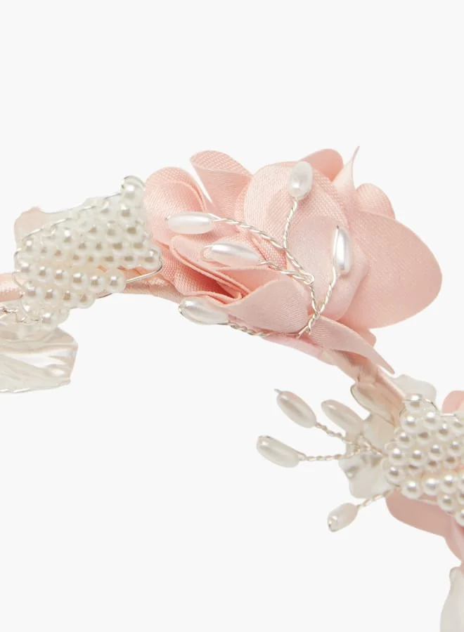 Little Missy Girls Floral Accent Handbag with Headband