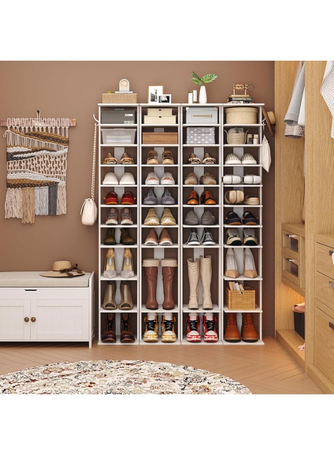 HOMEFORT 10-Tier Vertical Wooden Shoe Rack (White)  - Image 2