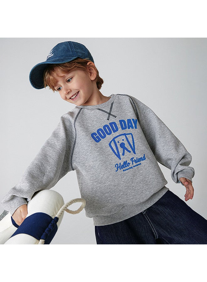Minibala Boys' Raglan Sleeve Sweatshirt Spring Soft Skin-friendly Mesh Breathable College Style Top Spring New Arrival - Image 3