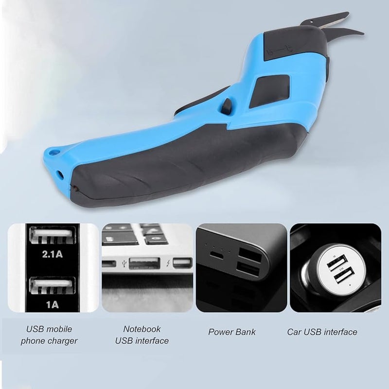 USB Rechargeable Electric Scissors 10000RPM High Speed with 2 Blades for Leather Cloth Carpet Cutting - Image 5