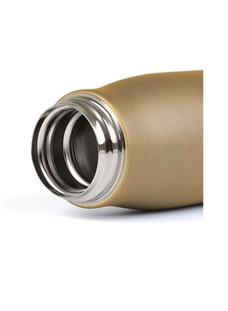 Water bottle with portable lid metal thermos vacuum insulated stainless steel reusable leak proof BPA-free flask 500ml, Gold  - Image 2