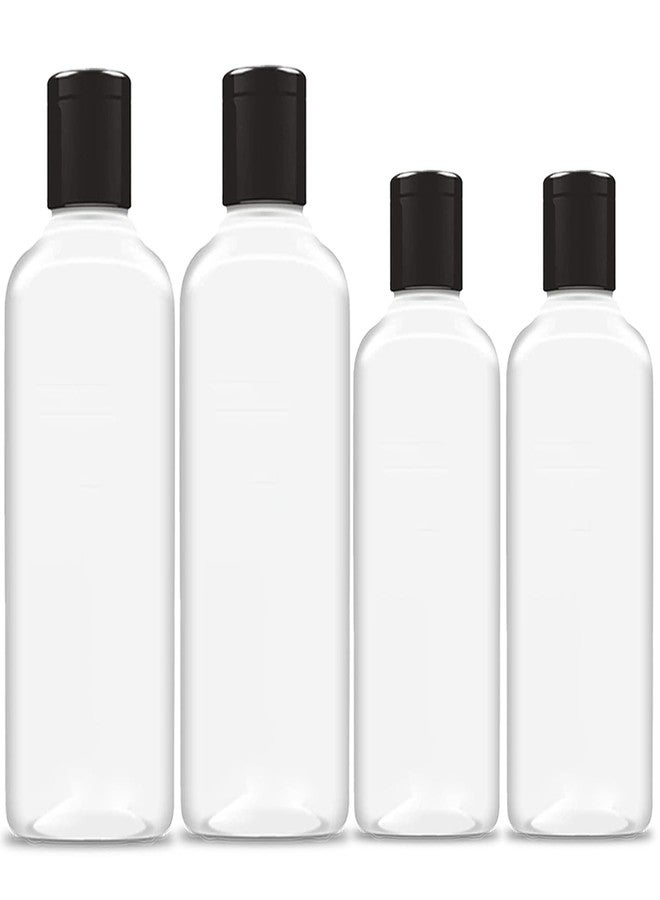 MADHYA 200ml + 100ml Squeeze Bottles with Flip Top Cap, Empty BPA-Free Refillable Container For Shampoo, Lotions, Liquid Soap, Creams, Liquid Cosmetic Travel Size Transparent Bottle, Set of 4 - Image 1