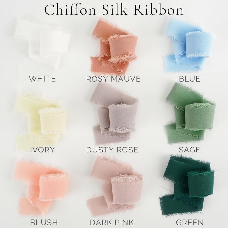MEEDEE Chiffon 1 Inch Frayed Ribbon Chiffon Silk Ribbons Assorted Frayed Edge Mixed Color Ribbon Set Thin Chiffon Ribbons for Crafts, Gift Wrapping, Wedding Invitation (9 Rolls 27 Yards) - Image 3