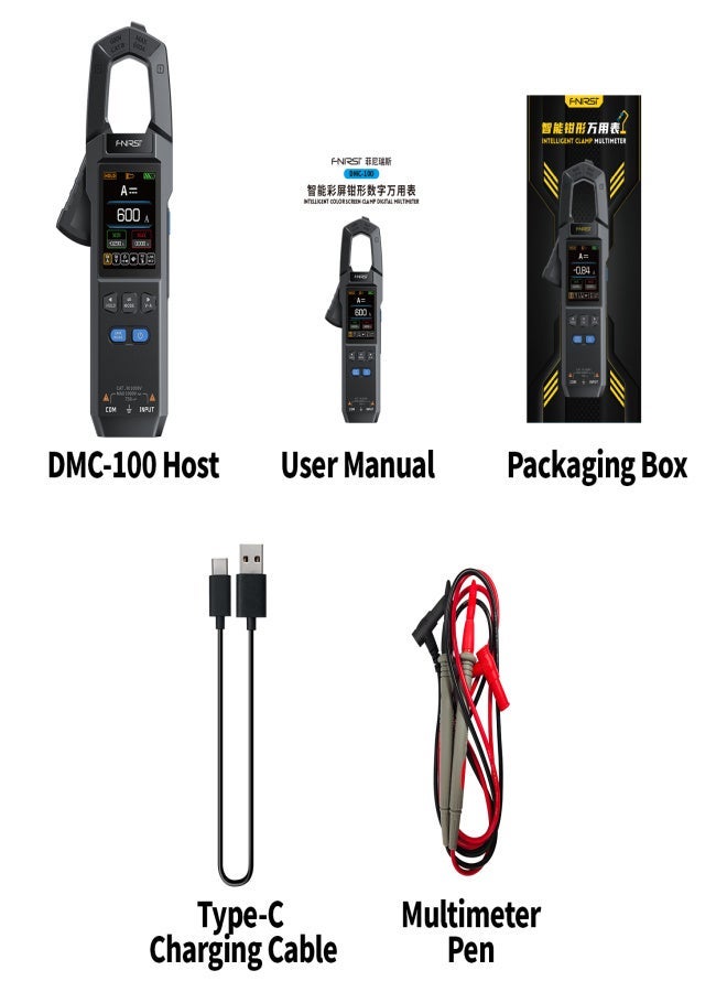 مقياس تيار متردد/مستمر FNIRSI DMC-100 10000 عدادات، ملتي متر رقمي 600A أمبير NCV أدوات كهربائية - Image 3