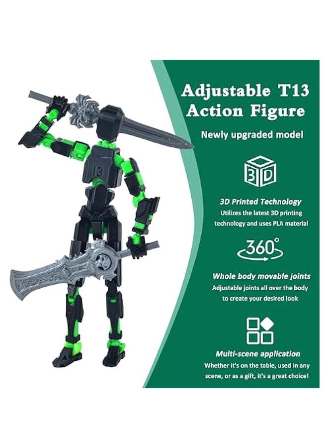 ملحقات مجسم شخصية T13 مجمعة بالفعل من بي كيه جي او كيدز، دمية 13 تيتانز 13 متعددة المفاصل، ديكور سطح المكتب المثالي لمحبي تي-13 العاب مطبوعة ثلاثية الابعاد (محارب سيوف مزدوج) - Image 3