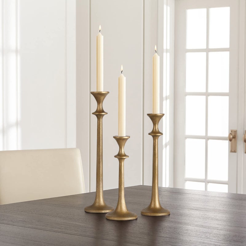 SUJUN Iron Taper Candle Holder - Set of 3 Decorative Candle Stand - Candlestick Holder for Wedding, Dinning, Party - Antique Brass - Image 5