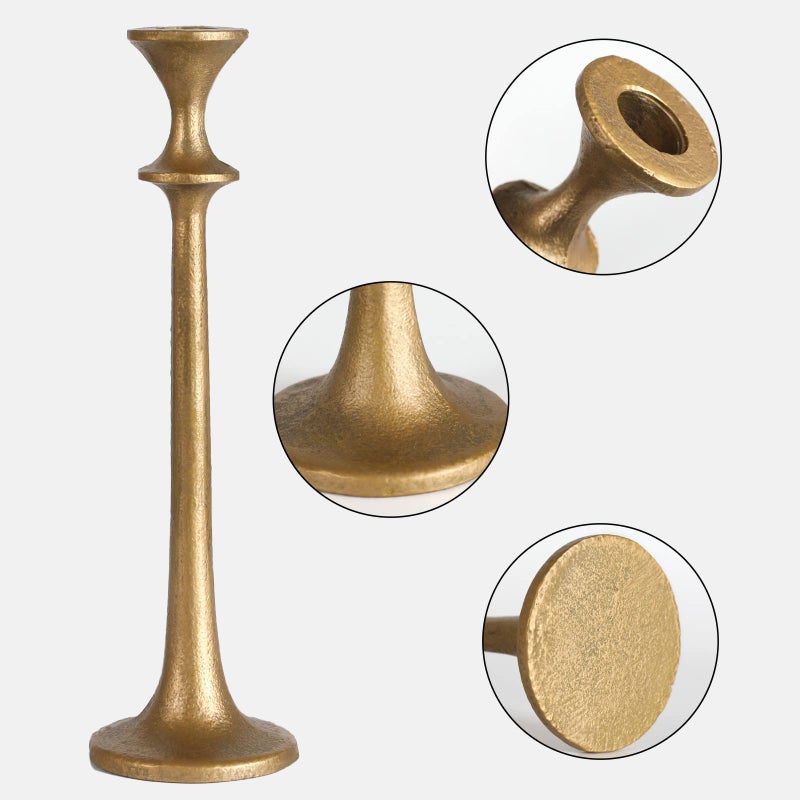 SUJUN Iron Taper Candle Holder - Set of 3 Decorative Candle Stand - Candlestick Holder for Wedding, Dinning, Party - Antique Brass - Image 4