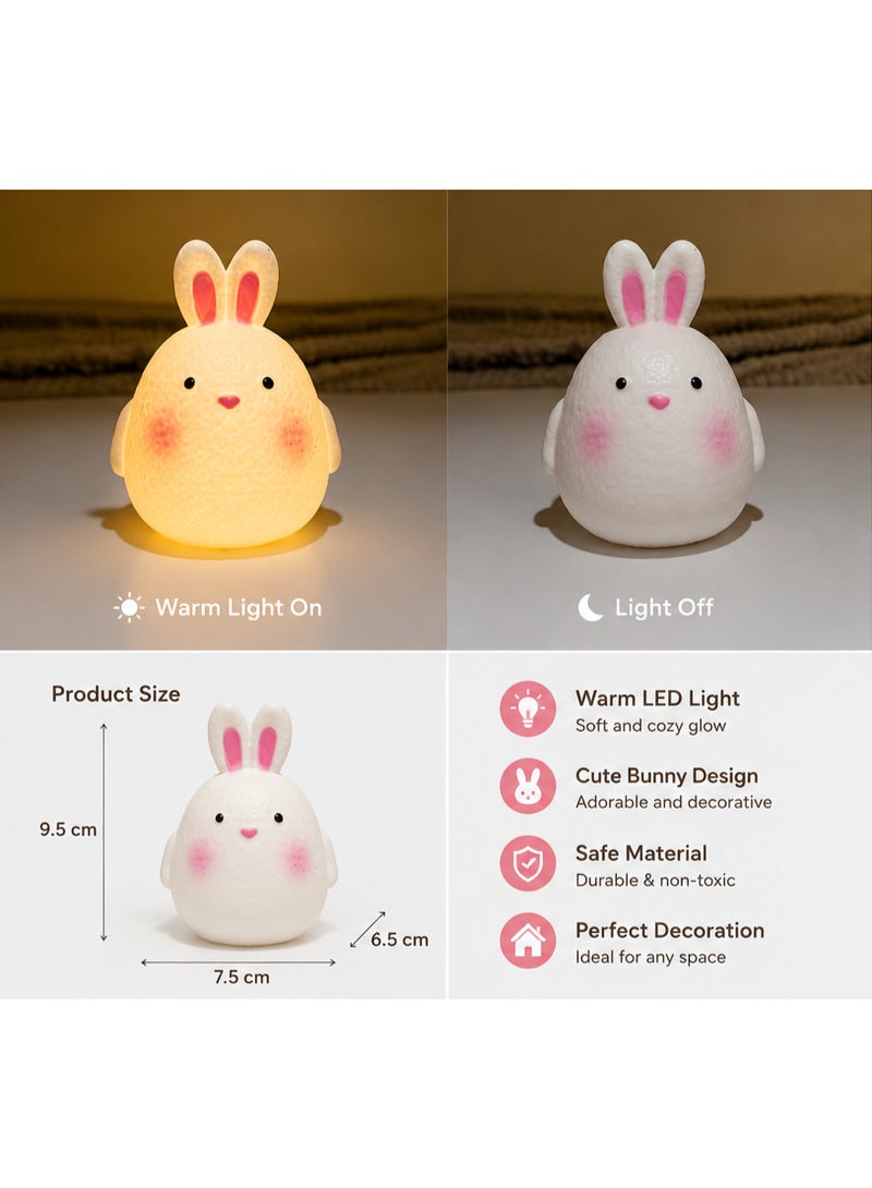 🐰 Cute Bunny Night Light – Battery Powered Warm LED Lamp - Image 1