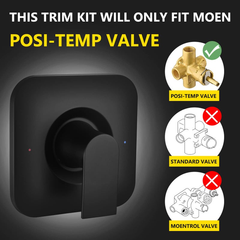 Tearel Replacement for Moen T2471BL Genta LX Posi-Temp Valve Trim Kit, Matte Black - Image 2