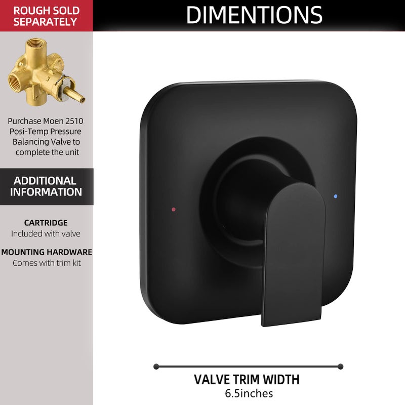 Tearel Replacement for Moen T2471BL Genta LX Posi-Temp Valve Trim Kit, Matte Black - Image 4