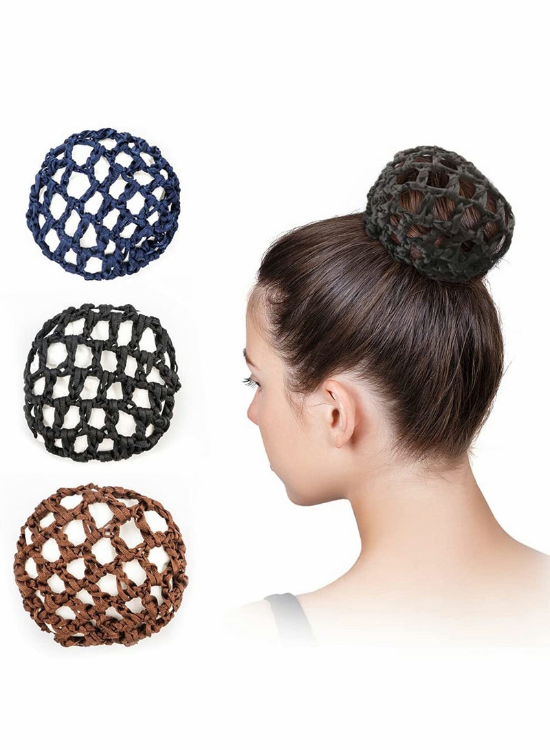 Excefore Hair Bun Cover, 3 Pcs Ballet Reusable Bun Hair Nets 3 Color Standard Hair Bun Cover Hair Accessories for Ballet Dance Skating Yoga Sport - Image 1