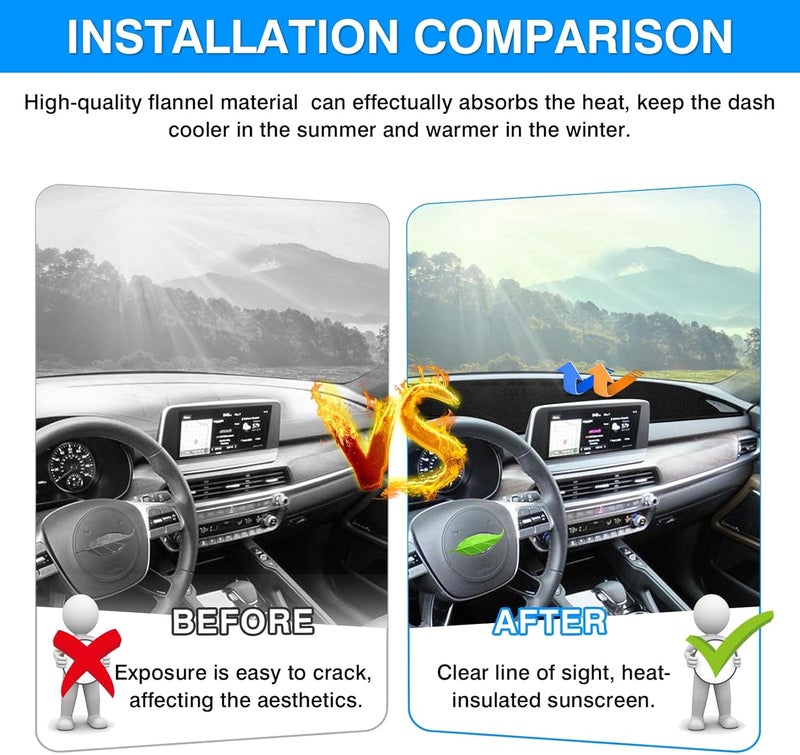 Autorder Dashboard Cover Mat for 2020 2021 2022 Kia Telluride Accessories Dash Cover Flannel Dash Mat Sunshade Glare UV Rays Protector - Image 3
