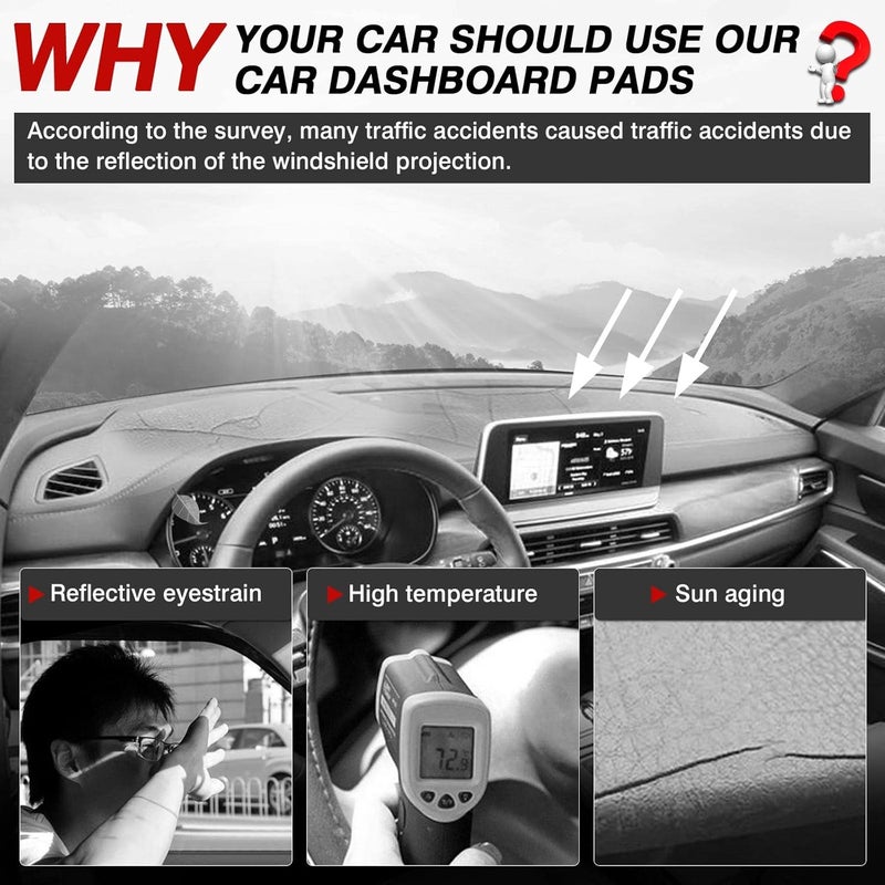 Autorder Dashboard Cover Mat for 2020 2021 2022 Kia Telluride Accessories Dash Cover Flannel Dash Mat Sunshade Glare UV Rays Protector - Image 2