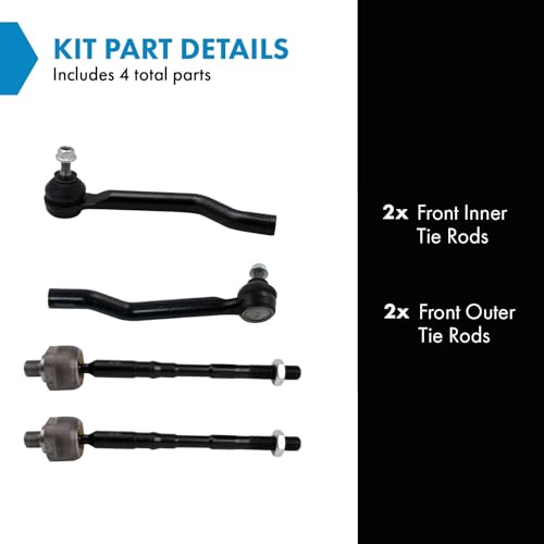 TRQ Front Inner and Outer Tie Rod Set Compatible with 2014-2020 Nissan Rogue 2017-2022 Rogue Sport - Image 2