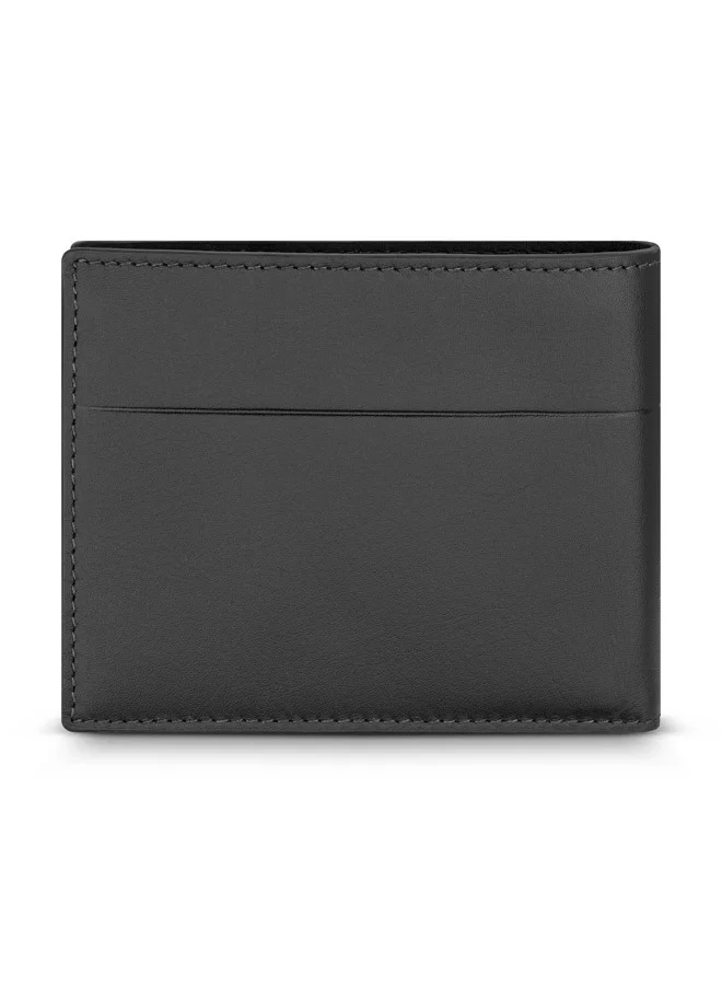 CERRUTI 1881 Oxford Black Bifold Genuine Leather Wallet For Men With 6 Card Slots 110 MM