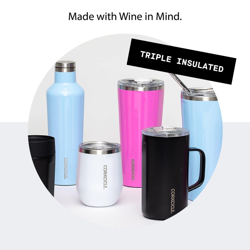 Corkcicle Stemless Insulated Wine Glass Tumbler, Gloss White, 12 oz – Stainless Steel Stemless Wine Glass Keeps Beverages Cold for 6 Hours, Hot for 3 Hours – Non-Slip, Easy-Grip Insulated Cup - Image 3