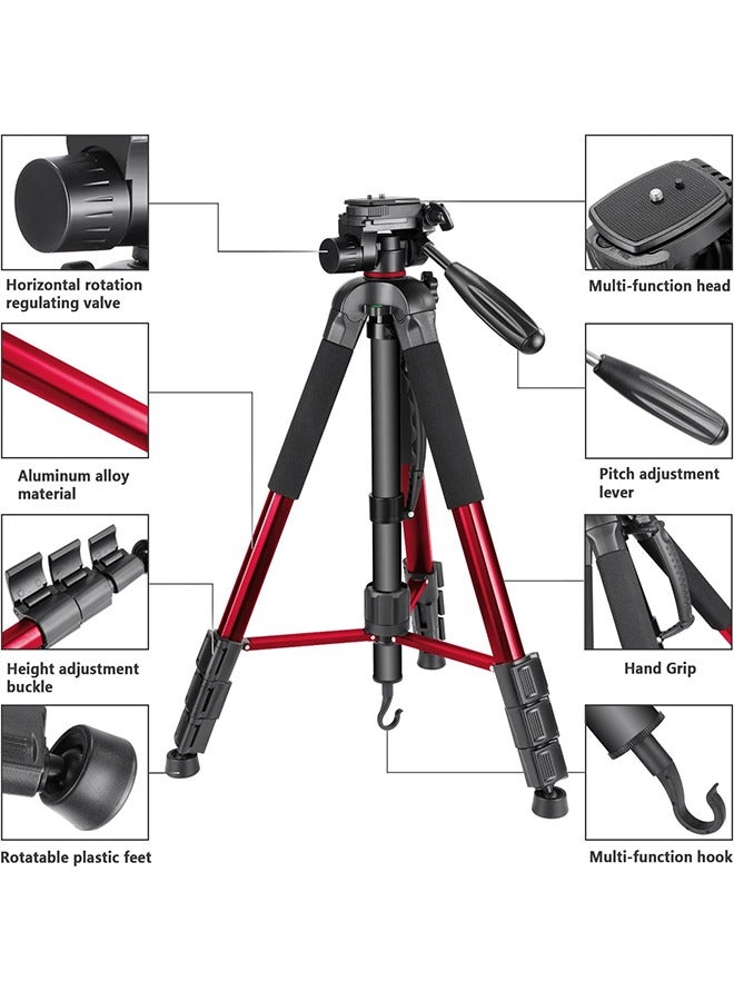 Neewer NEEWER Portable Aluminum Alloy Camera 2 in 1 Tripod Monopod Max. 70"/177cm with 3 Way Swivel Pan Head and Carrying Bag for DSLR, DV Video Camcorder  - Image 2