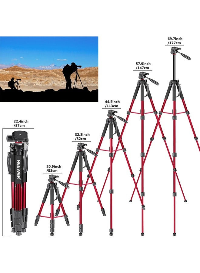 Neewer NEEWER Portable Aluminum Alloy Camera 2 in 1 Tripod Monopod Max. 70"/177cm with 3 Way Swivel Pan Head and Carrying Bag for DSLR, DV Video Camcorder  - Image 3