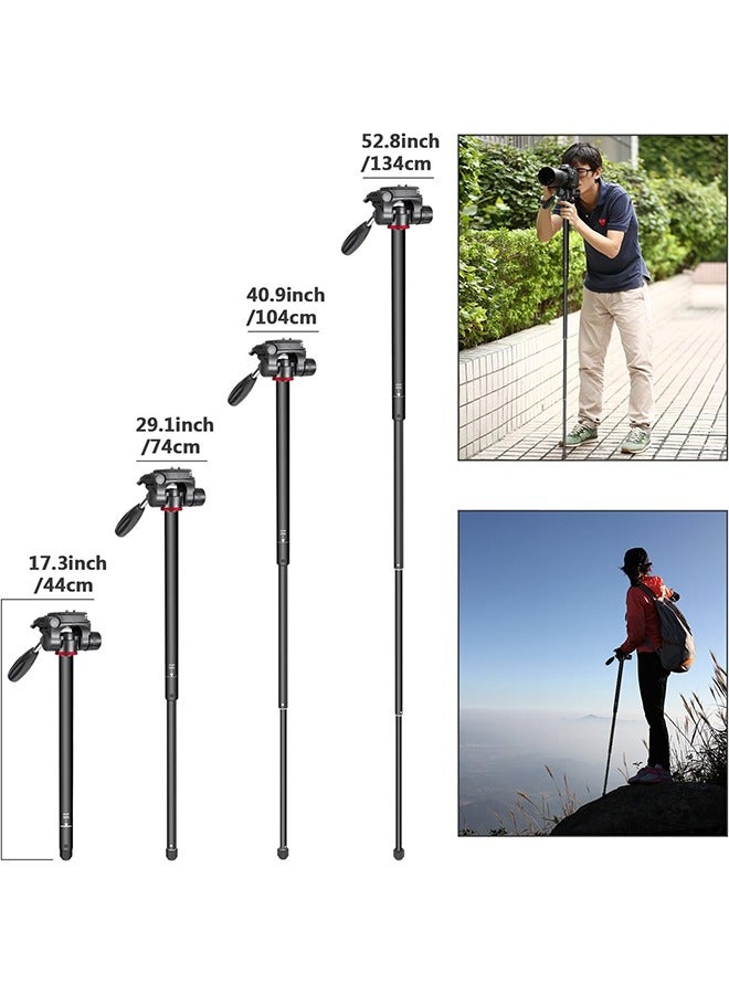 Neewer NEEWER Portable Aluminum Alloy Camera 2 in 1 Tripod Monopod Max. 70"/177cm with 3 Way Swivel Pan Head and Carrying Bag for DSLR, DV Video Camcorder  - Image 4