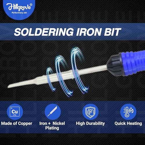 Hillgrove 2In1 25W Soldering Iron Kit with 5 Meter Solder Wire, 25 W Simple (Flat Tip) - Image 3