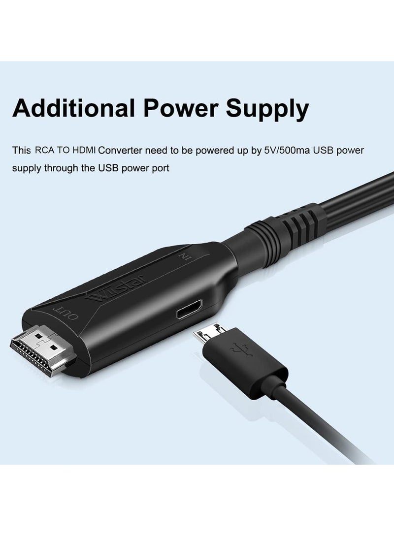 Barakah Composite AV/RCA CVBS to HDMI Cable Adapter (Male) 1080P Video Audio Converter Mini AV2HDMI Adapter Converter Box PAL/NTSC for TV/PC/ PS3/ STB/Xbox HDTV Projector - Image 5