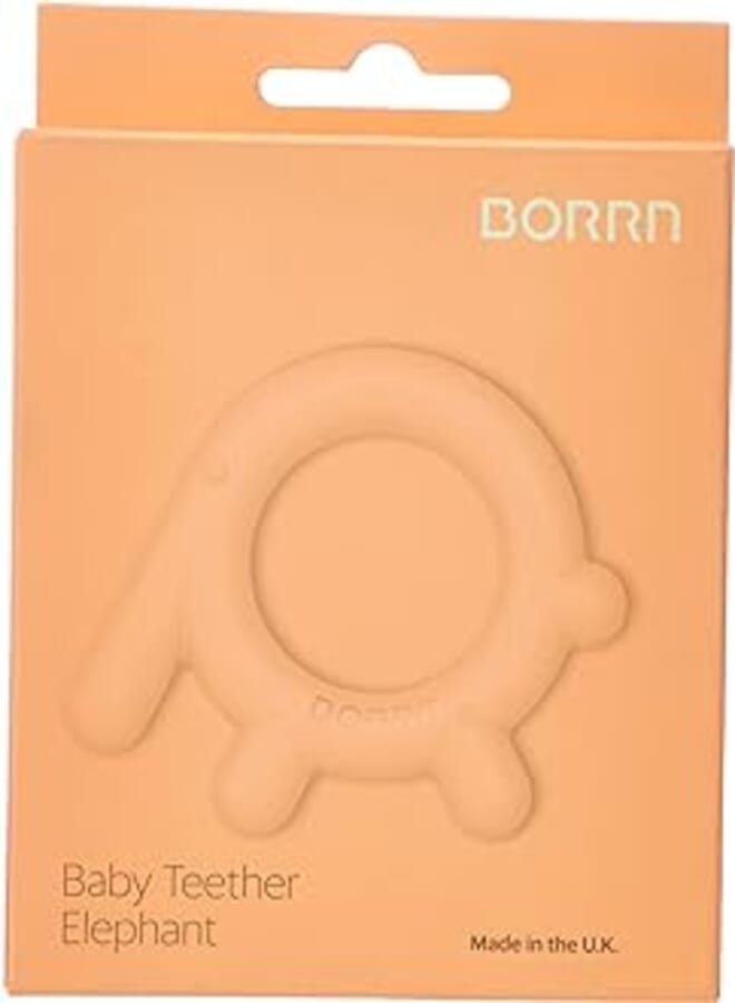 Borrn Silicone Elephant Shaped Baby Teether - Orange