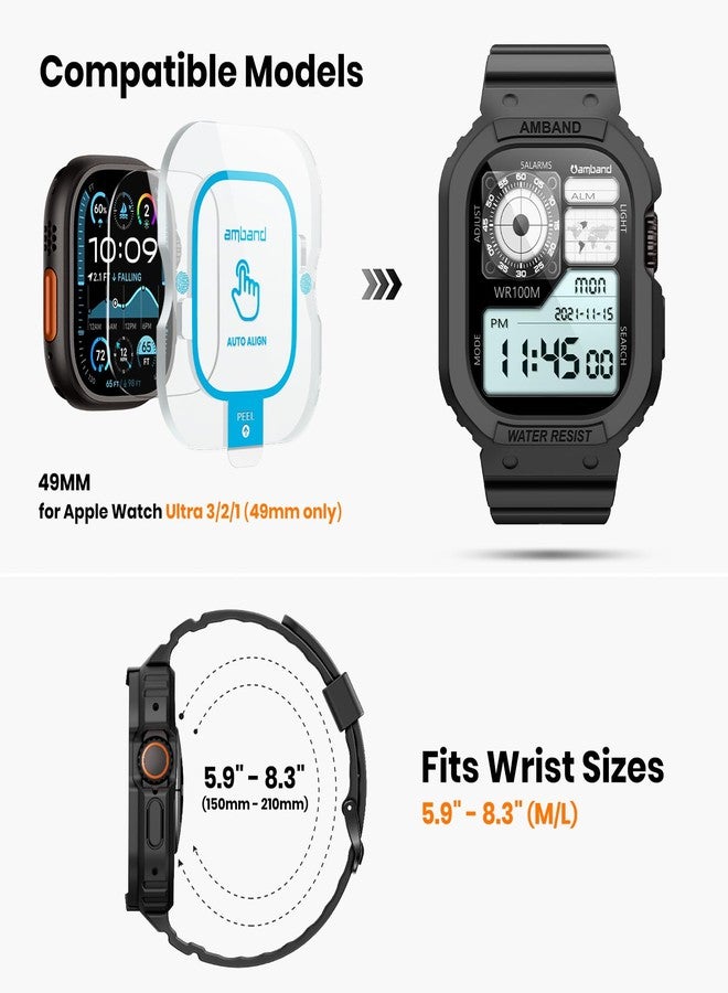 amBand Rugged Case with Band for Apple Watch Series 10 11 42mm, Shockproof & Protective Sport Bumper Cover, Lightweight & Comfortable Strap for Men & Women, Matte Black - Image 2