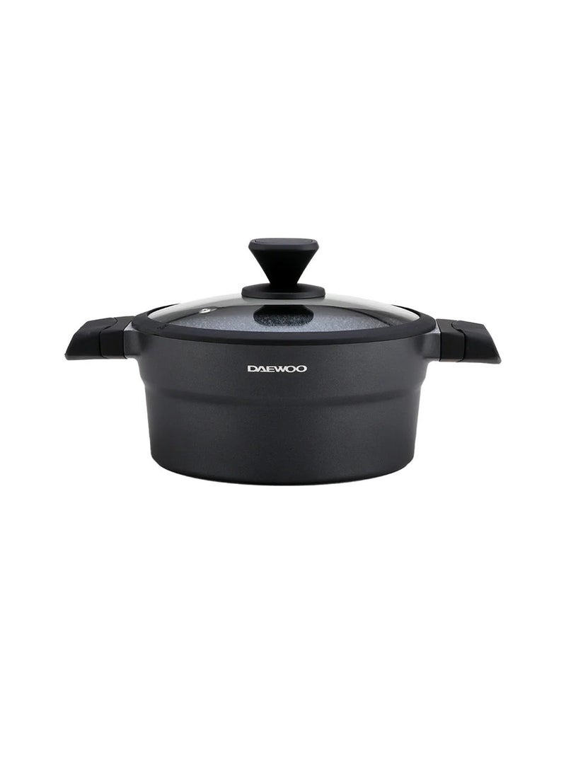 Daewoo 28cm Die-Cast Aluminum Pot, Non-Stick Granite Coating, Full Induction Base, Stay-Cool Handles, Silicone Utensils & Pot Protectors,  Chemical-Free - Image 1