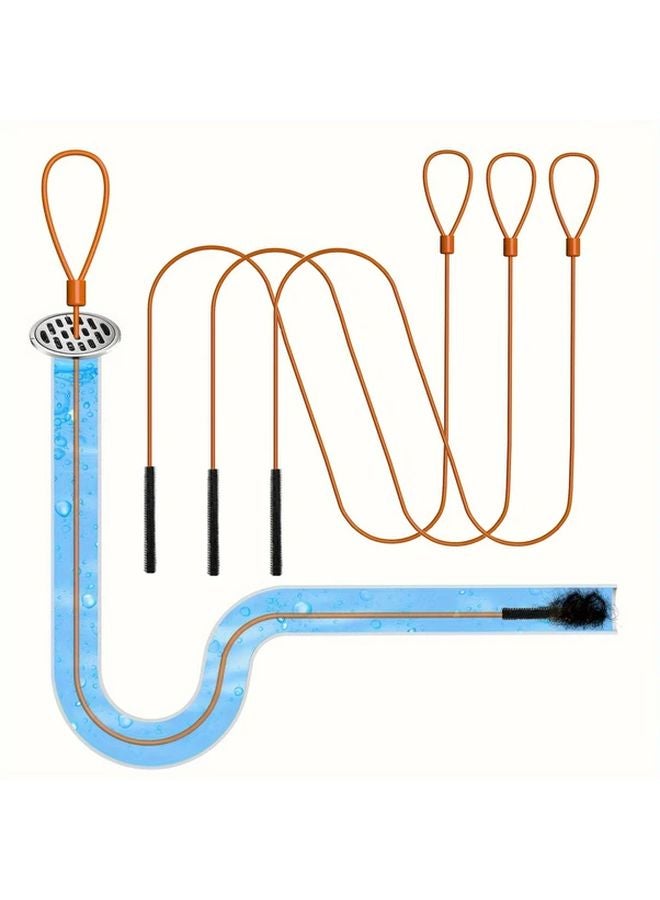 3 قطع خطاف تنظيف تصريف طلاء نايلون طويل جدًا من الفولاذ المقاوم للصدأ لحوض الحمام، حوض الاستحمام، الدش - Image 2