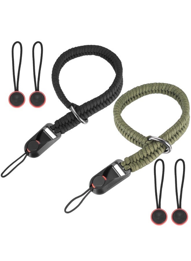 2 Pcs Camera Wrist Strap with 4 Quick Release Buckles – Adjustable Paracord Hand Strap for DSLR & Mirrorless Cameras – Durable Nylon Rope Wristband with D-Rings Safety Lanyard for Photography - Image 1