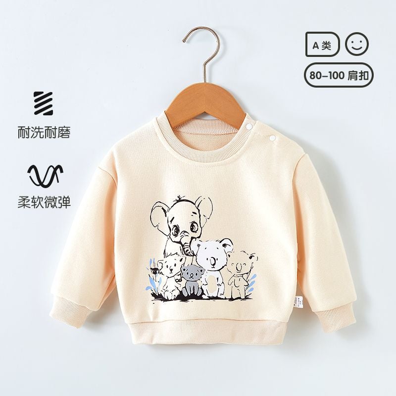 Boys And Girls Sweater Children'S Clothes Western Style Children'S Baby Base Shirt Outer Wear Round Neck Top Baby Long Sleeve - Image 1