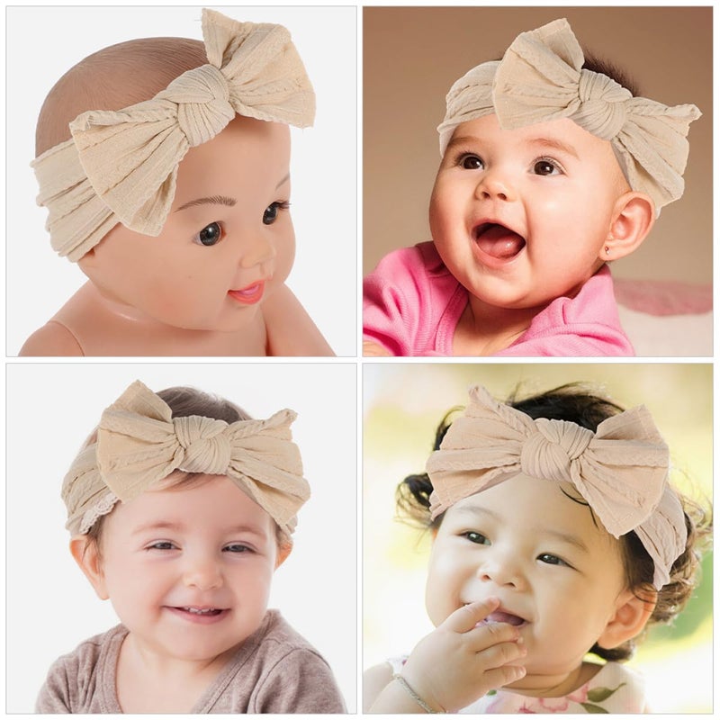 Soft Nylon Baby Bow Headbands 2PCS Comfortable Elastic For Newborn Daily Wear Photo Props - Image 5