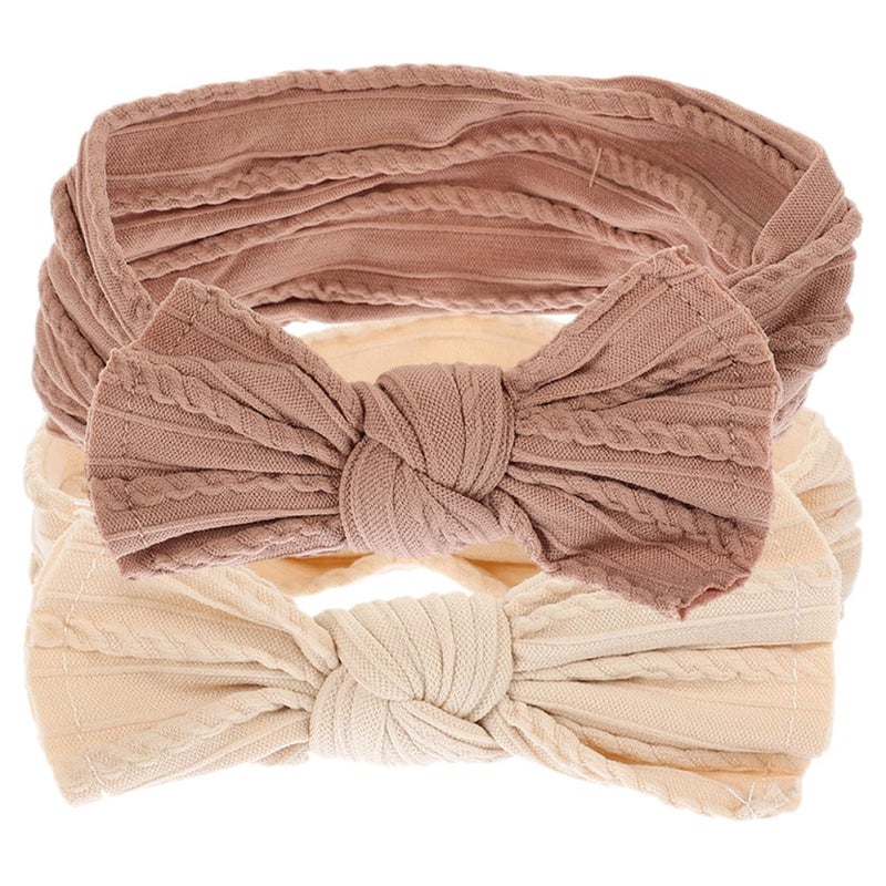 Soft Nylon Baby Bow Headbands 2PCS Comfortable Elastic For Newborn Daily Wear Photo Props - Image 2
