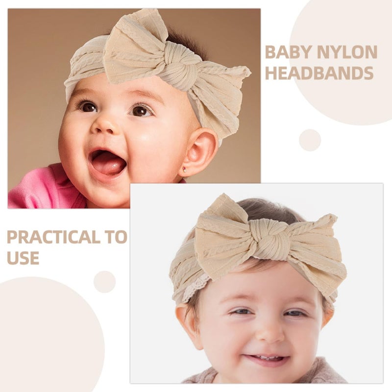 Soft Nylon Baby Bow Headbands 2PCS Comfortable Elastic For Newborn Daily Wear Photo Props - Image 4
