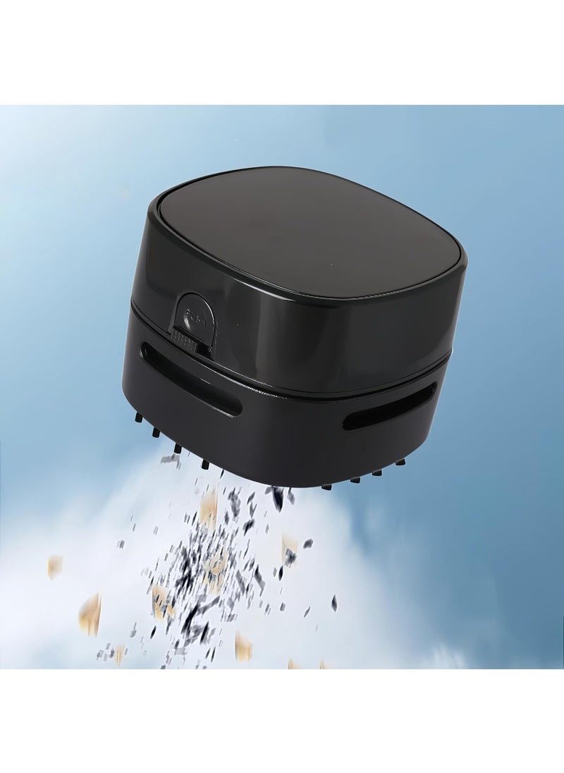 JSDUN Desktop Vacuum Cleaner, Mini Wireless Portable Desktop Dust Collector,360° Rotatable Design, Clean Debris and Dust Flakes, Suitable for Office/Home/Keyboard/School Black  - Image 2