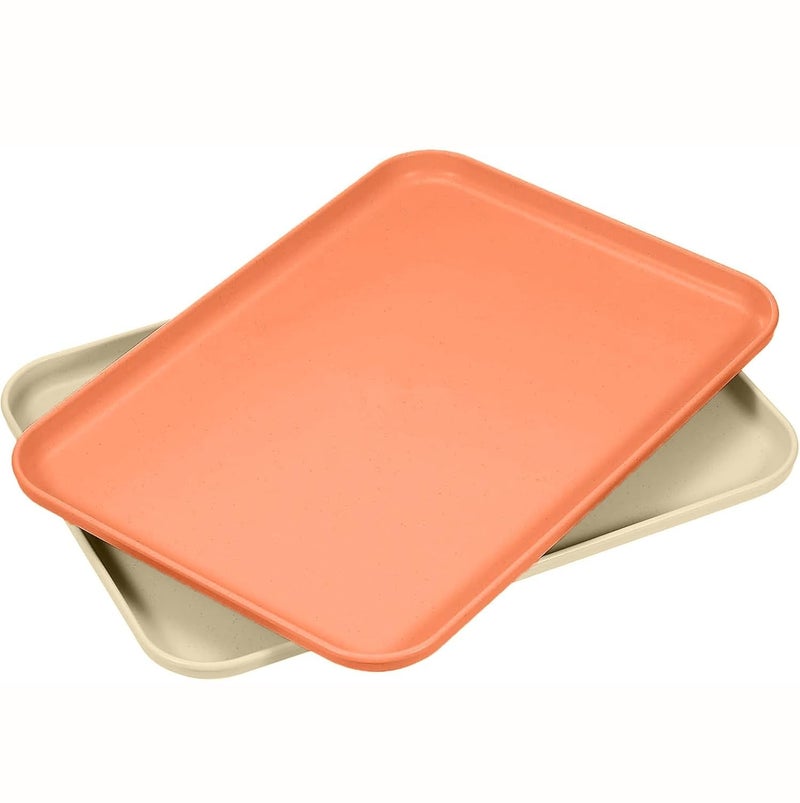 BGVM Wheat Straw Serving Platters for Party – 31CM Reusable Food Trays, BPA-Free Snack, Cookie & Appetizer Serving Dishes, Rectangular Stackable Tray for Kitchen, Picnic, Camping (2, Multicolor) - Image 1