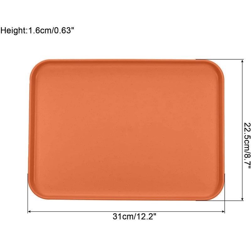 BGVM Wheat Straw Serving Platters for Party – 31CM Reusable Food Trays, BPA-Free Snack, Cookie & Appetizer Serving Dishes, Rectangular Stackable Tray for Kitchen, Picnic, Camping (2, Multicolor) - Image 2