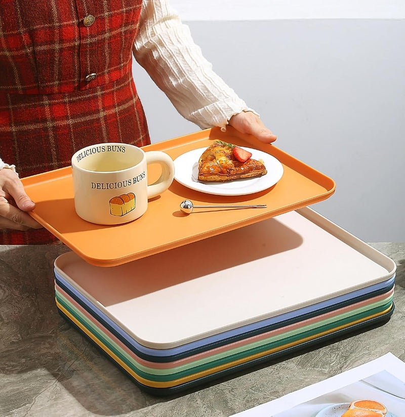 BGVM Wheat Straw Serving Platters for Party – 31CM Reusable Food Trays, BPA-Free Snack, Cookie & Appetizer Serving Dishes, Rectangular Stackable Tray for Kitchen, Picnic, Camping (2, Multicolor) - Image 3