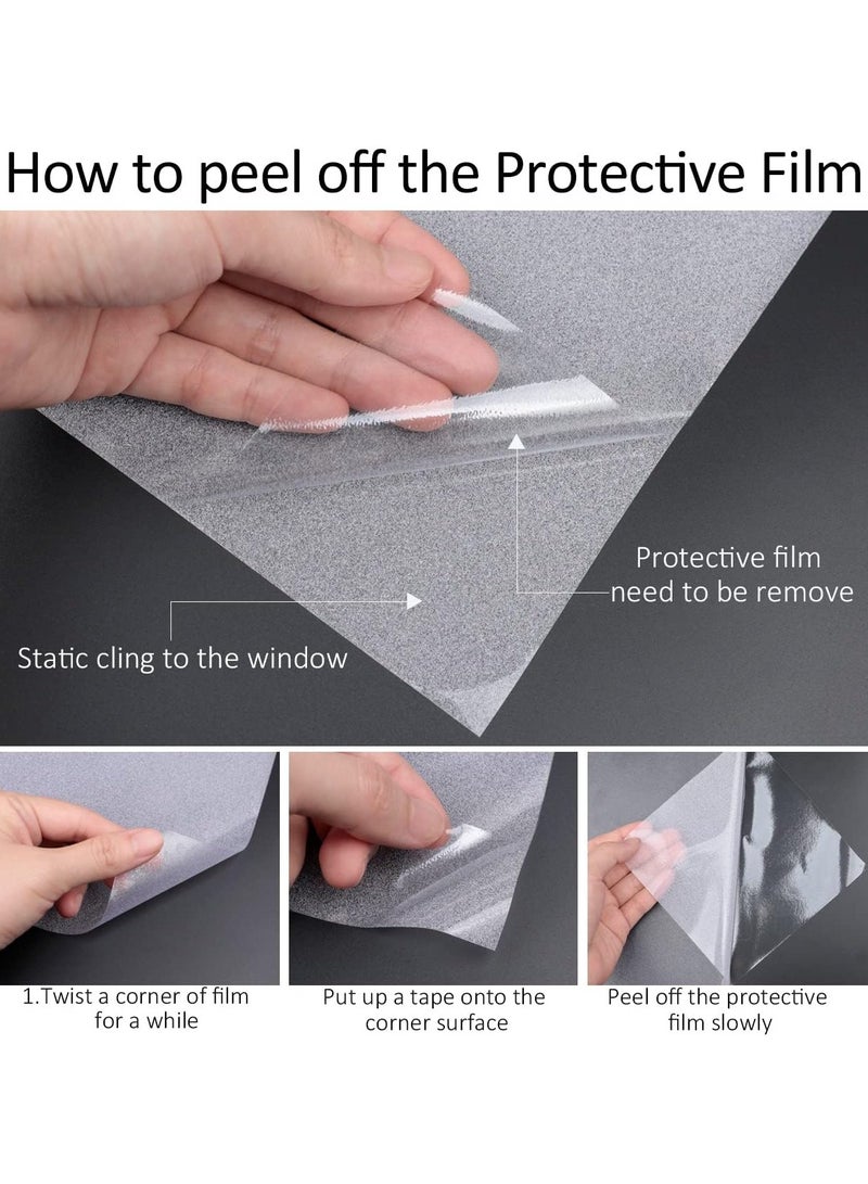 مؤسسة فكرة اليوم فيلم الخصوصية للنافذة المتجمدة، التحكم في الحرارة، حجب الأشعة فوق البنفسجية، أغطية الأبواب غير اللاصقة القابلة لإعادة الاستخدام للحمام والمكتب المنزلي (متجمد 35.4 بوصة × 8.2 قدم) - Image 5